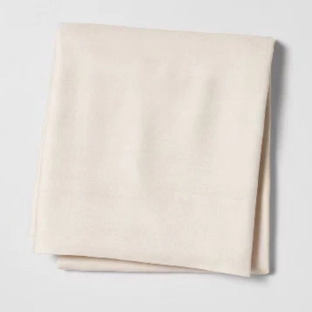 Casaluna Linen Blend Flat Sheet in Cream - Picture 2 of 5
